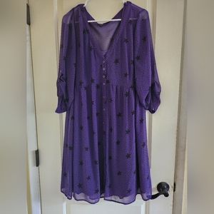Torrid size 1 purple dress black stars